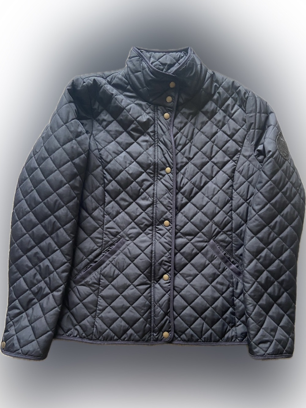 Lauren Ralph Lauren Quilted Jacket Navy Equestrian Lined Size M